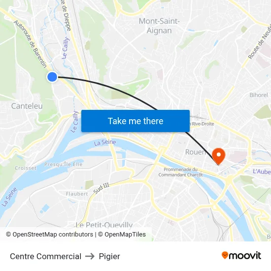 Centre Commercial to Pigier map