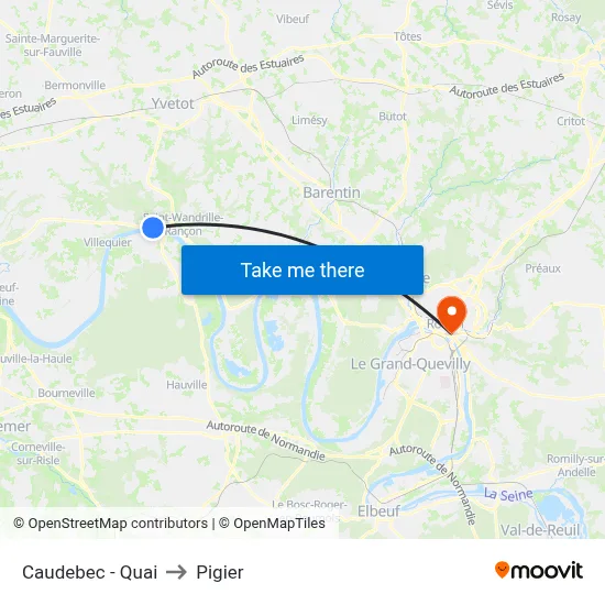 Caudebec - Quai to Pigier map