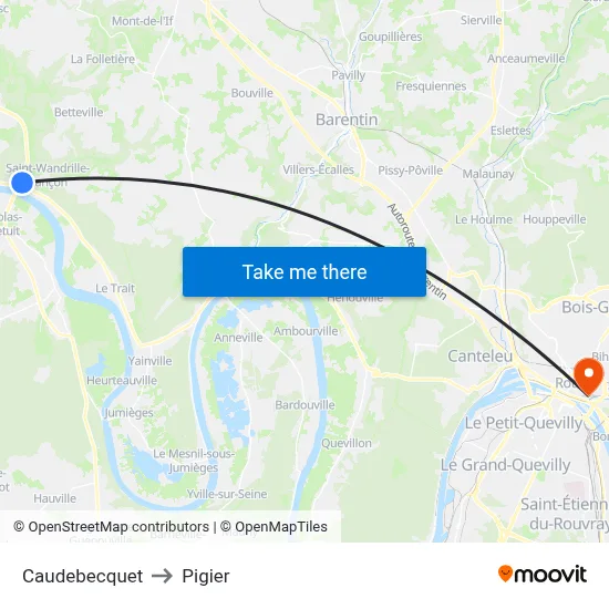 Caudebecquet to Pigier map