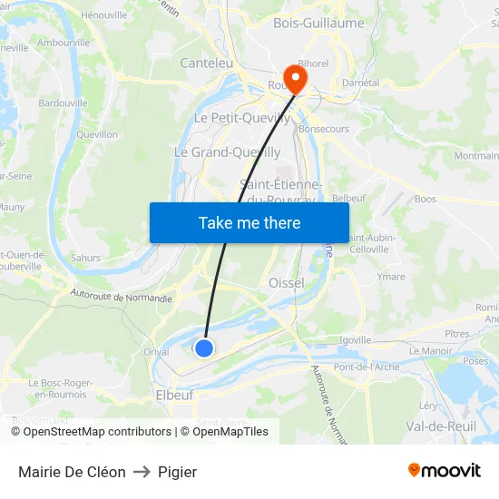 Mairie De Cléon to Pigier map