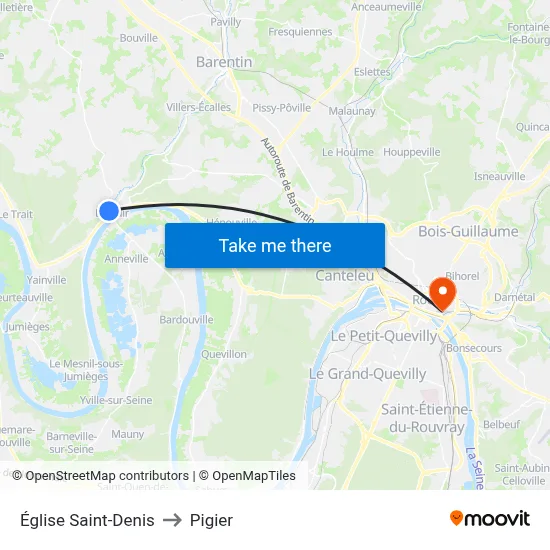 Église Saint-Denis to Pigier map