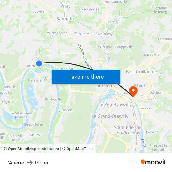 L'Ânerie to Pigier map