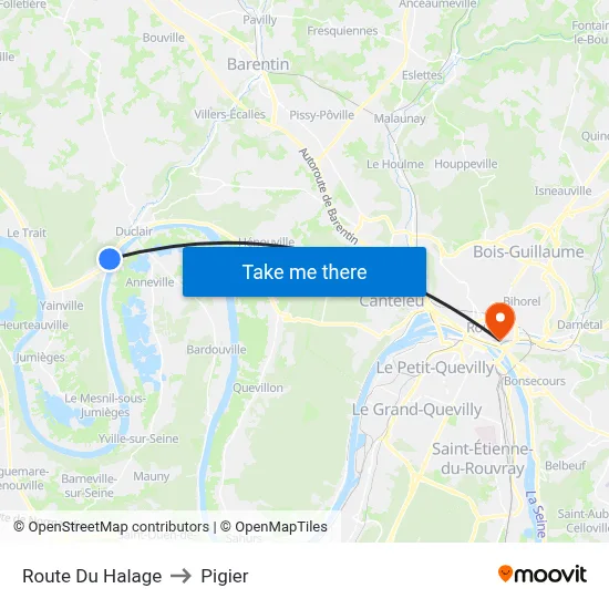 Route Du Halage to Pigier map