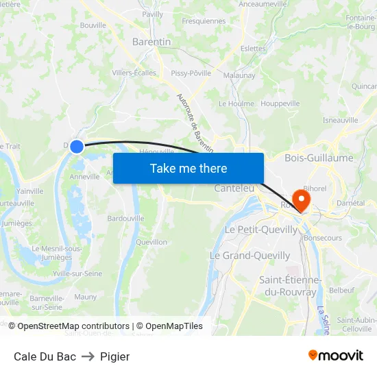 Cale Du Bac to Pigier map