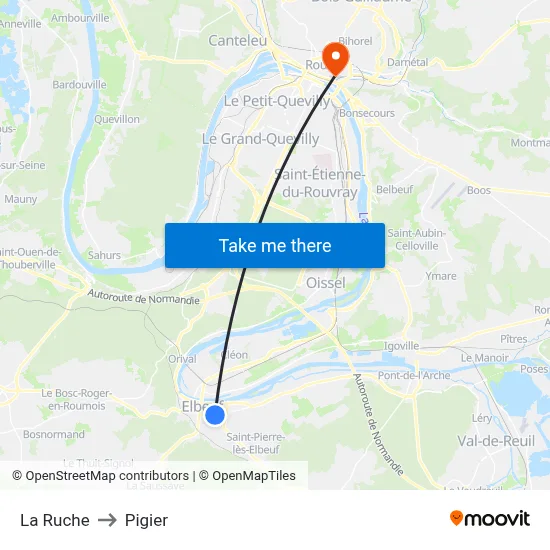 La Ruche to Pigier map