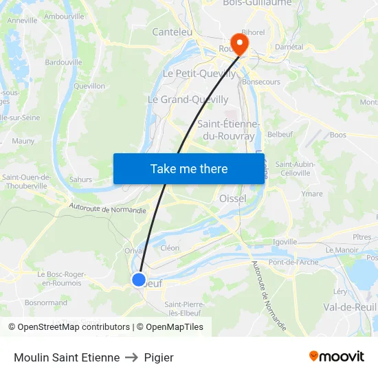 Moulin Saint Etienne to Pigier map