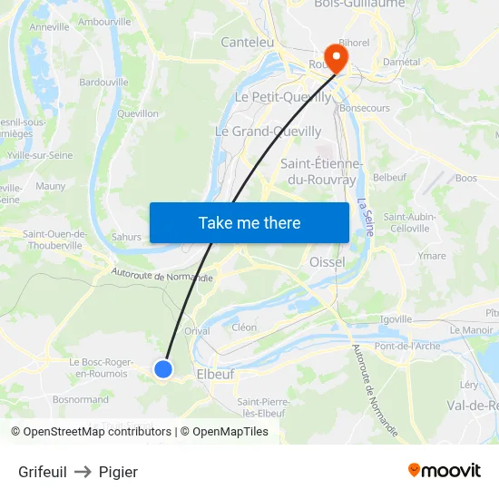 Grifeuil to Pigier map