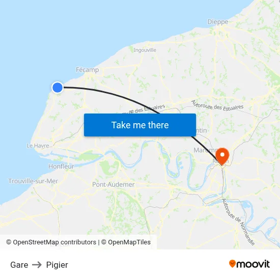 Gare to Pigier map