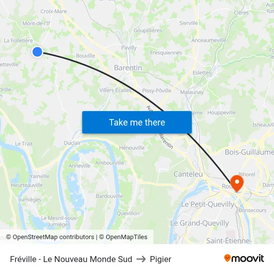 Fréville - Le Nouveau Monde Sud to Pigier map