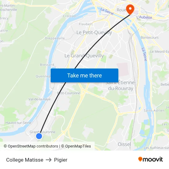 College Matisse to Pigier map