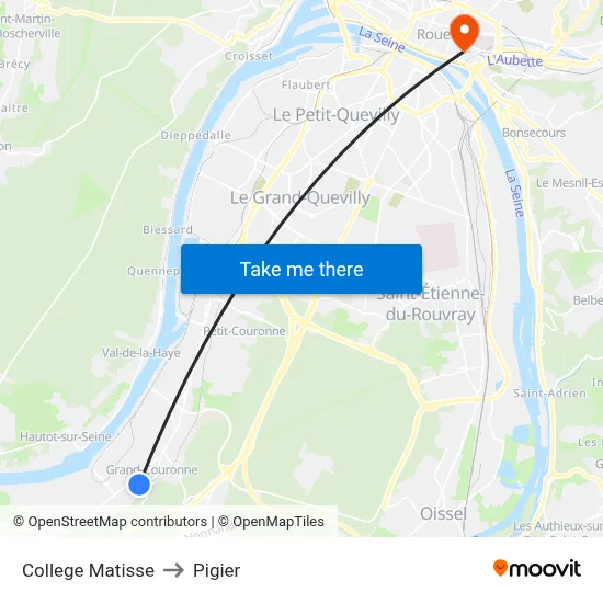 College Matisse to Pigier map