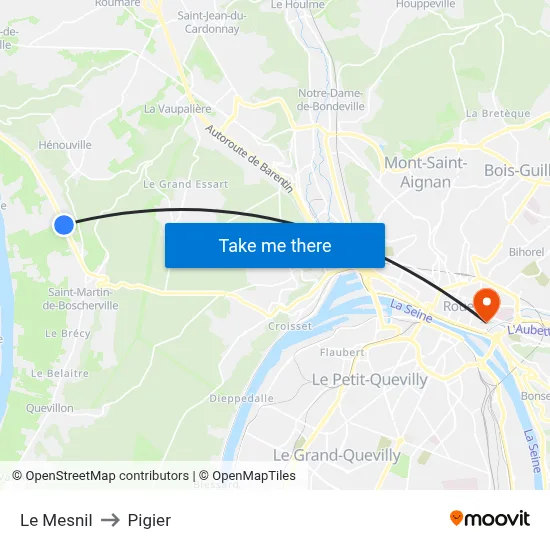 Le Mesnil to Pigier map