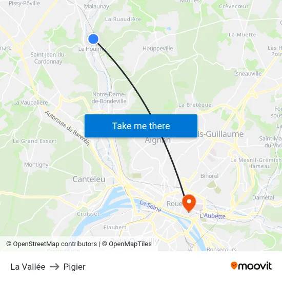 La Vallée to Pigier map