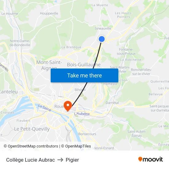 Collège Lucie Aubrac to Pigier map