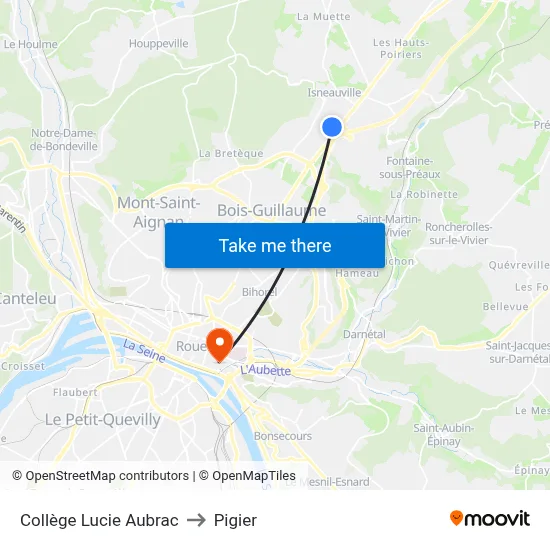 Collège Lucie Aubrac to Pigier map