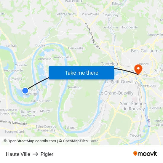 Haute Ville to Pigier map