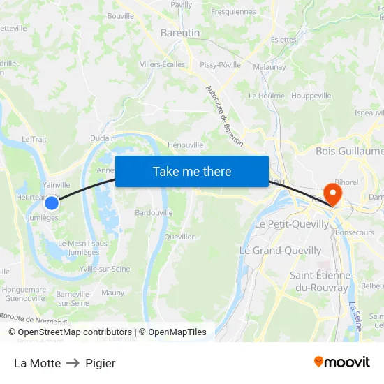 La Motte to Pigier map