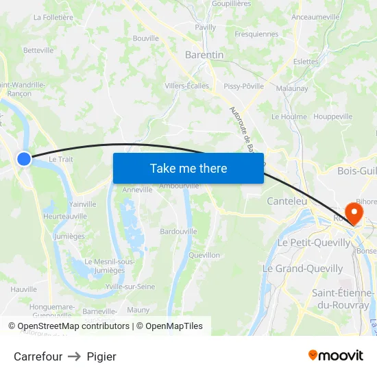 Carrefour to Pigier map