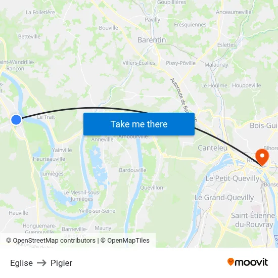 Eglise to Pigier map