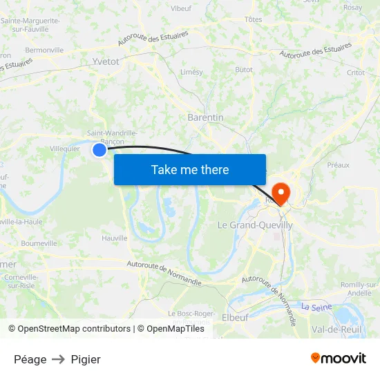 Péage to Pigier map