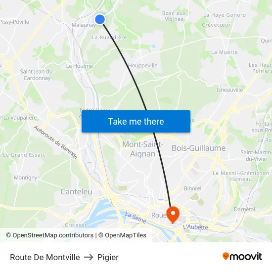 Route De Montville to Pigier map