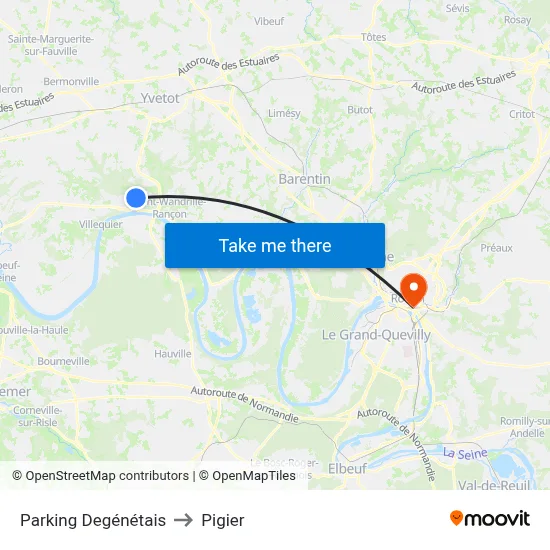 Parking Degénétais to Pigier map