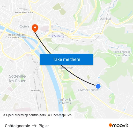 Châtaigneraie to Pigier map