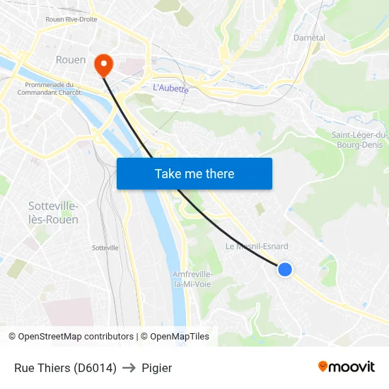 Rue Thiers (D6014) to Pigier map