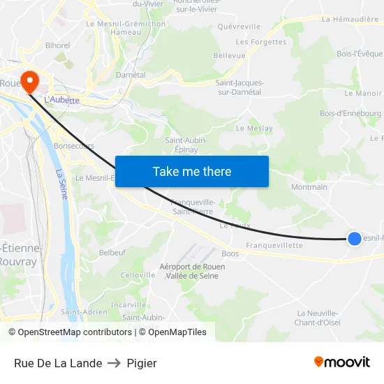 Rue De La Lande to Pigier map