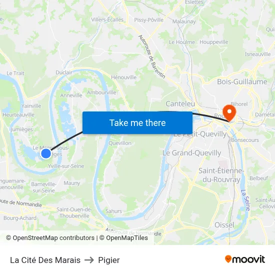 La Cité Des Marais to Pigier map