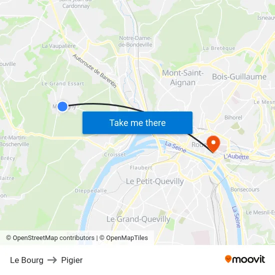 Le Bourg to Pigier map