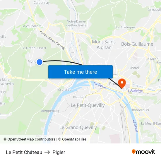 Le Petit Château to Pigier map