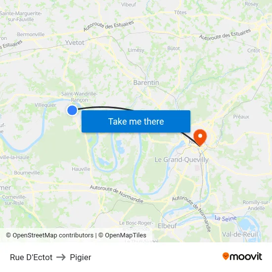 Rue D'Ectot to Pigier map