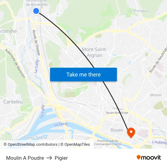 Moulin A Poudre to Pigier map