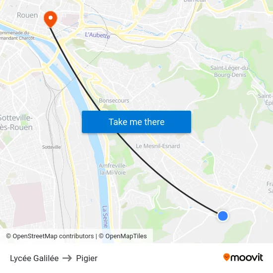 Lycée Galilée to Pigier map