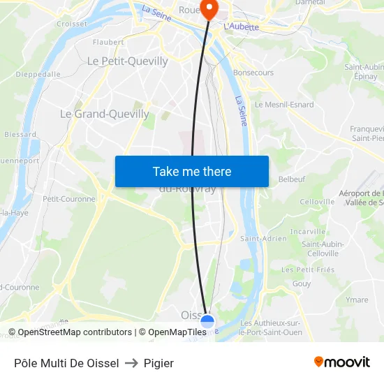 Pôle Multi De Oissel to Pigier map