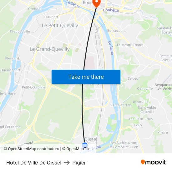 Hotel De Ville De Oissel to Pigier map