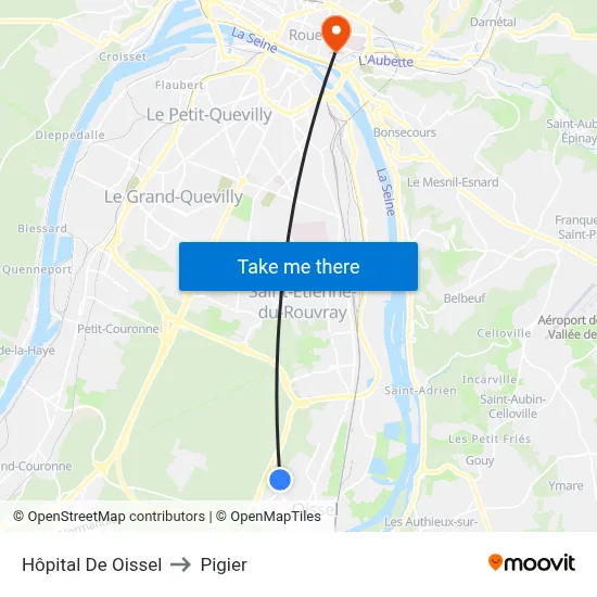 Hôpital De Oissel to Pigier map