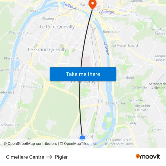 Cimetiere Centre to Pigier map
