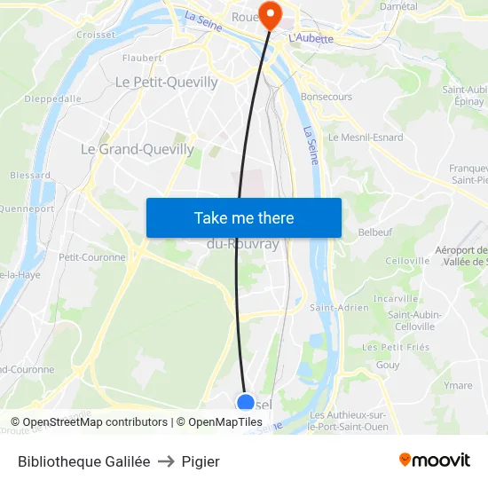Bibliotheque Galilée to Pigier map