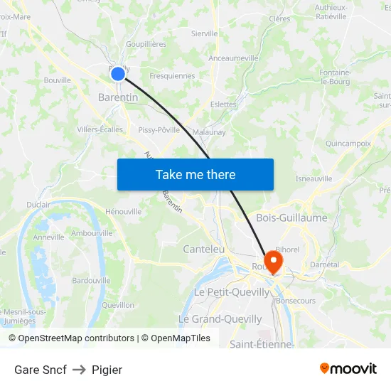 Gare Sncf to Pigier map