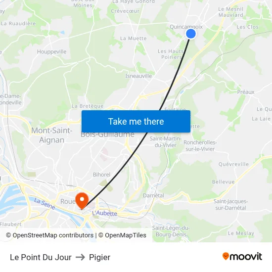 Le Point Du Jour to Pigier map