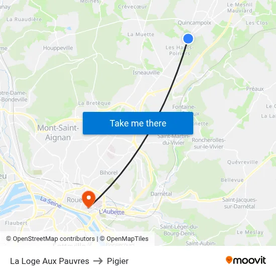 La Loge Aux Pauvres to Pigier map