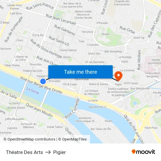 Théatre Des Arts to Pigier map