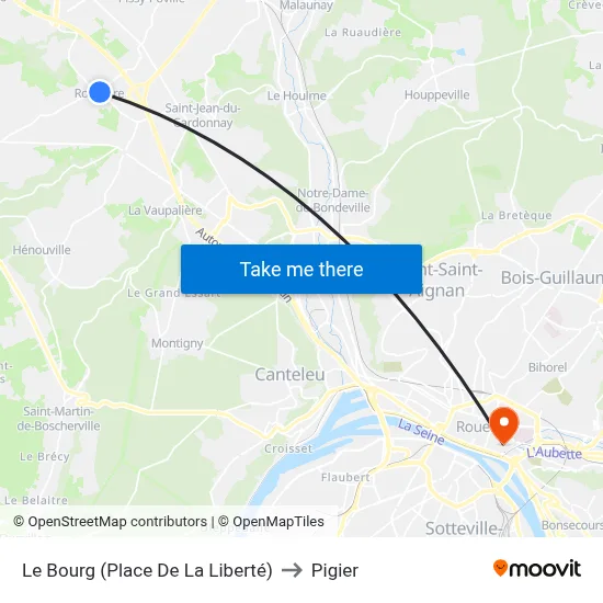 Le Bourg (Place De La Liberté) to Pigier map