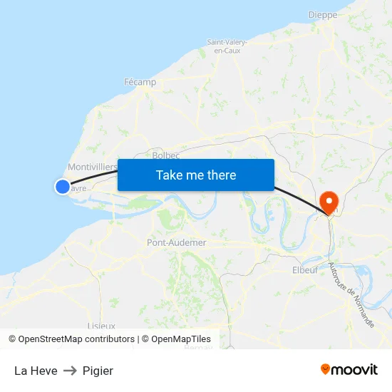 La Heve to Pigier map