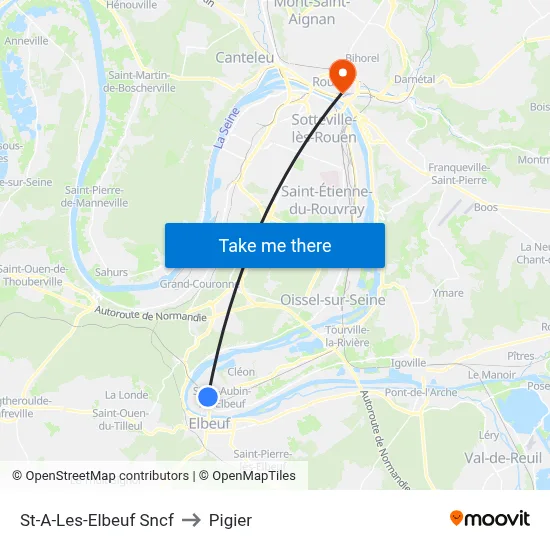 St-A-Les-Elbeuf Sncf to Pigier map