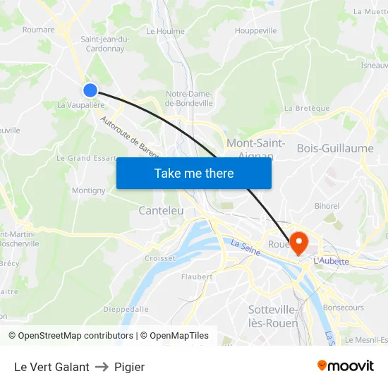 Le Vert Galant to Pigier map