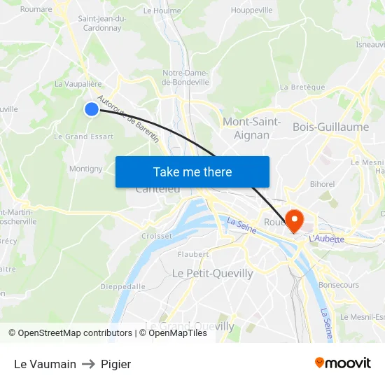 Le Vaumain to Pigier map