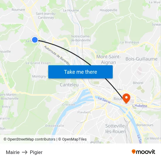 Mairie to Pigier map